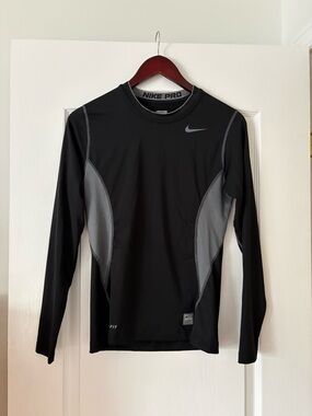 Nike Black Long Sleeve Dri-FIT Compression Top with Gray Panels